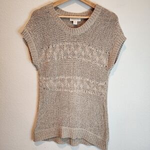 Coldwater Creek Sweater Open Loose Knit Sweater lightweight Tan size S Small 8